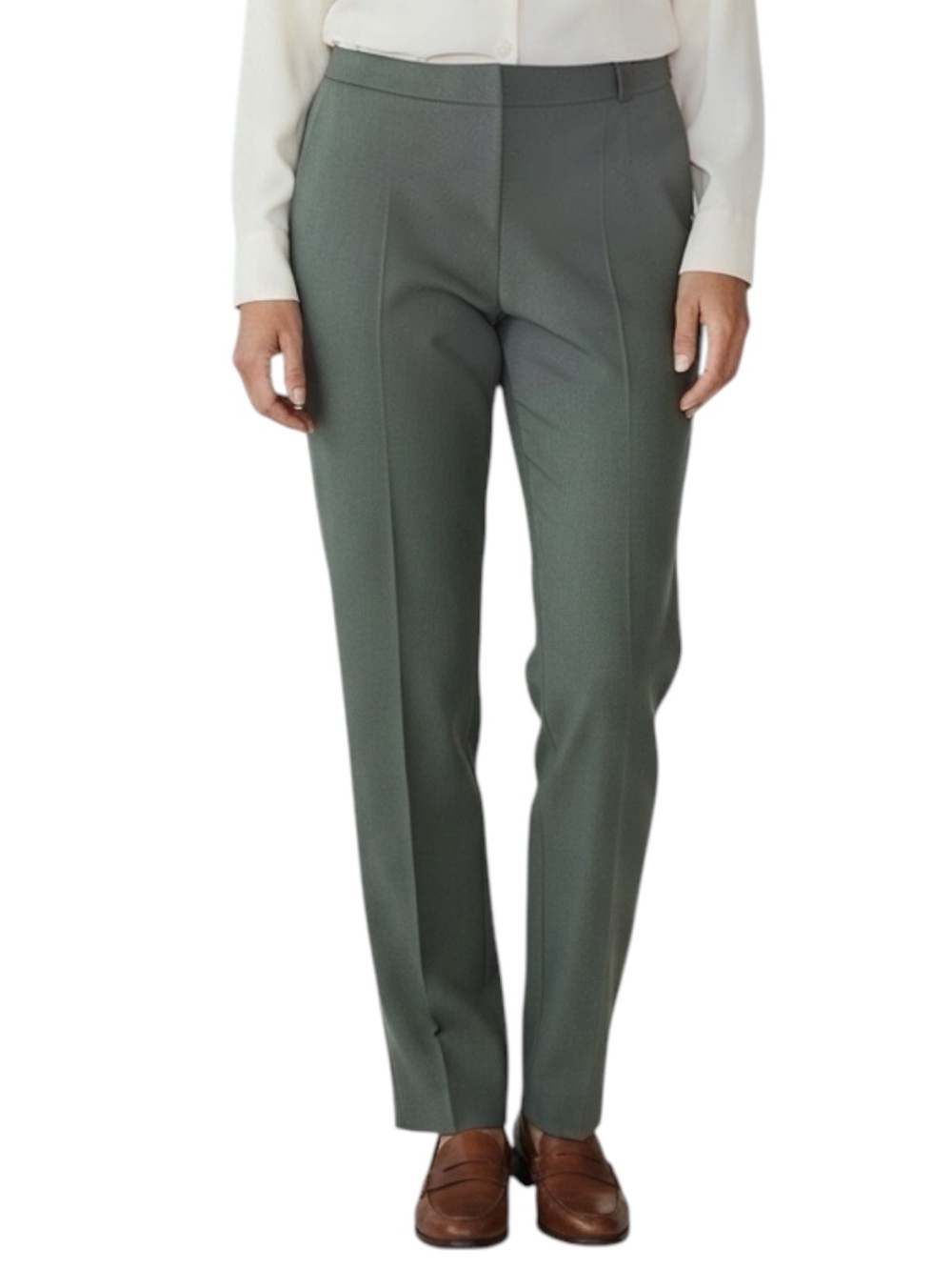 ANN TAYLOR “The Straight” Mid-Rise Side Zip Pants in Green Size 8 —Career/ Work